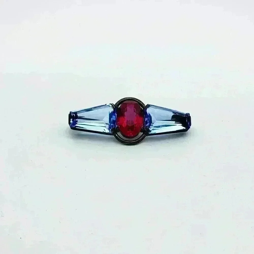 Sterling Silver Aquamarine and Ruby Brooch - Picture 3 of 3